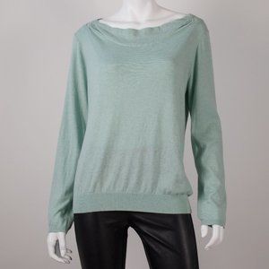 NWT Anthropologie Aida Cowl Neck Crochet Back Sweater | Sky Size L
